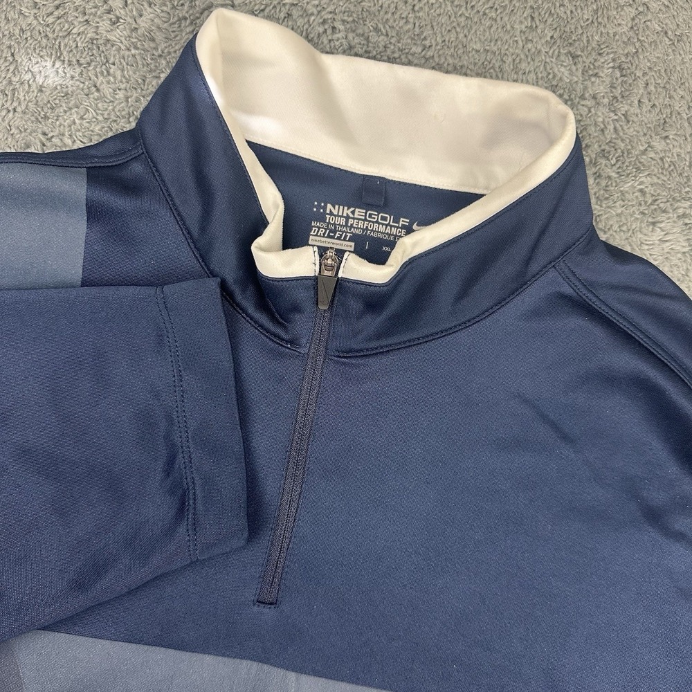 Nike Pullover Golf Tour Performance Men's XXL Blue 1/4 Zip Golfer Dri Fit